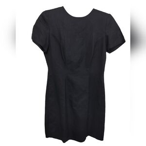1951) Vintage Jennifer Eden Black Ramie blend Short Sleeve Sheath Dress Size 6